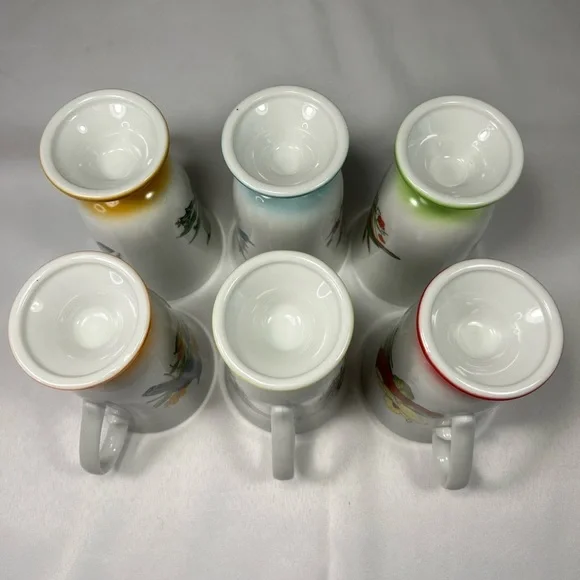 SET 6 Vintage Fred Roberts Song Bird Footed Mugs MCM - Picture 8 of 9